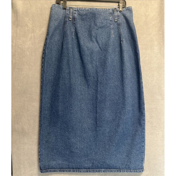 VTG Vivaldi Long Blue Jean Denim Maxi Skirt Size 16 Modest 100% Cotton USA Made - Picture 1 of 8